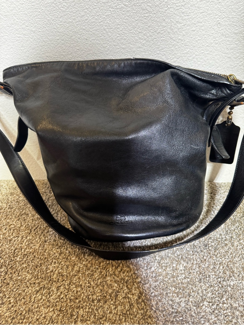 Vintage coach Black Signature Leather tote